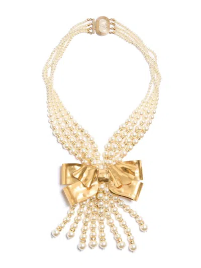 Valentino Garavani Women's Trop Chou Necklace In Metal, Enamel, Pearls, And Crystals In Gold