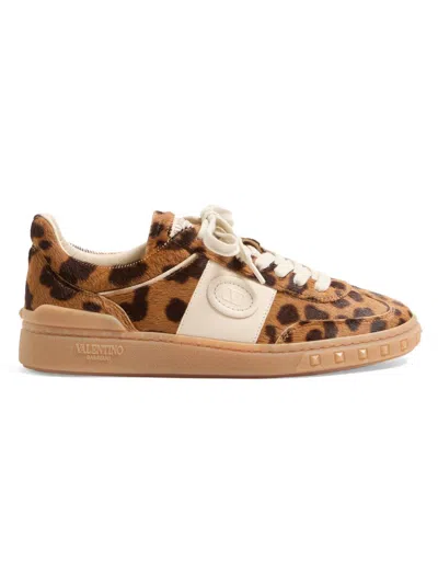 Valentino Garavani Upvillage Leopard Calf Hair Sneakers In Animal Print