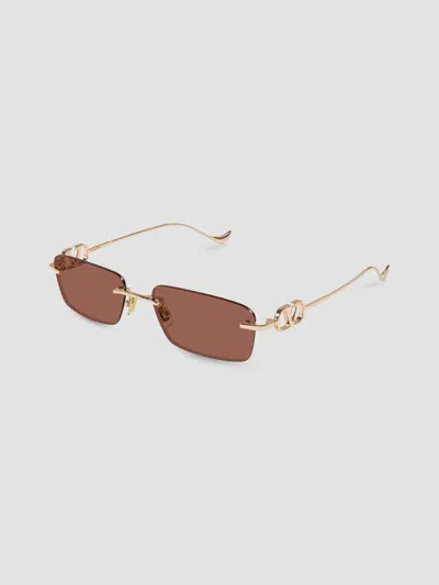 Valentino Women's V Logo 55mm Bejewelled Rimless Rectangle Sunglasses In Brown