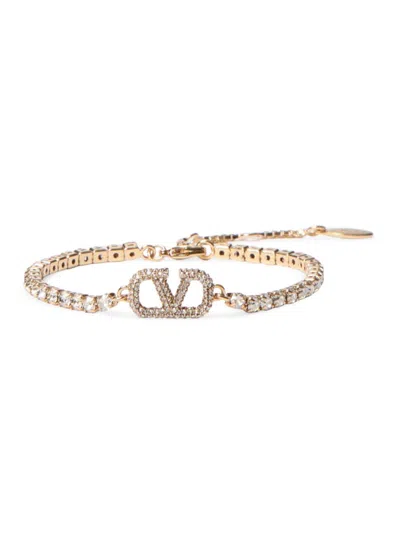 Valentino Garavani Women's V-logo Signature Metal And Swarovski Crystal Bracelet In Gold