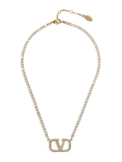 Valentino Garavani Women's V-logo Signature Metal And Swarovski Crystal Necklace In Gold