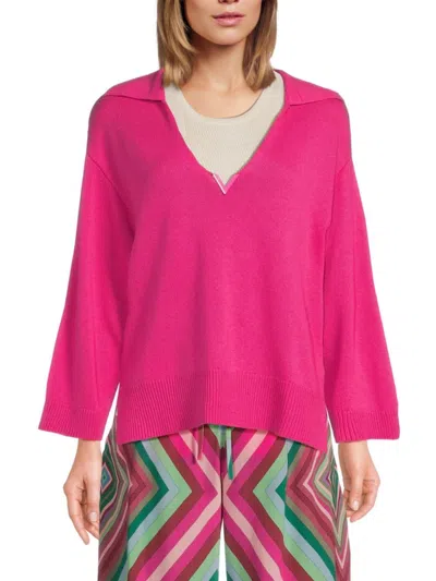 Valentino Women's V-neck Cashmere Sweater In Pink