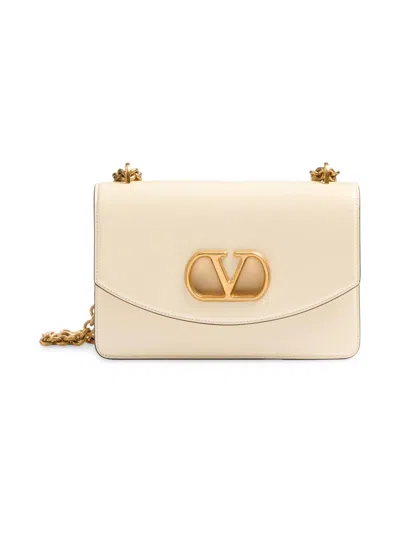 Valentino Garavani Vain Leather Shoulder Bag With Vlogo Signature Detail In White