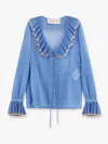 Valentino Garavani Light Georgette Shirt With Plusdepois Print In Blue