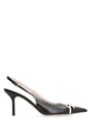 Valentino Garavani Leather Slingback With Patent Leather Toe In Black
