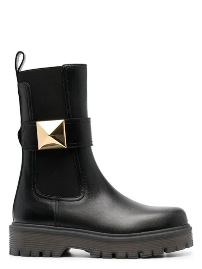 VALENTINO GARAVANI WOMEN'S VALENTINO GARAVANI - ONE STUD LEATHER CHELSEA BOOTS