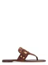 Valentino Garavani Plaster Caster Flip Flops With Gold Accents And Open Toe In Brown