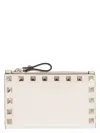 Valentino Garavani - Rockstud Leather Card Holder In Ivory