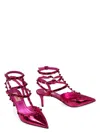 Valentino Rockstud Patent Leather Slingback Pumps In Fuchsia