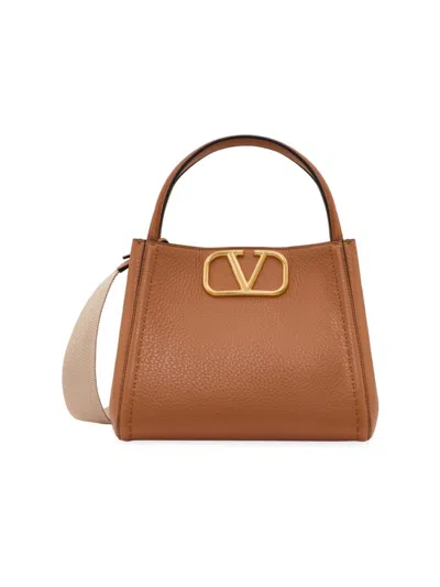 Valentino Garavani Medium Alltime Leather Tote Bag In Almondmult