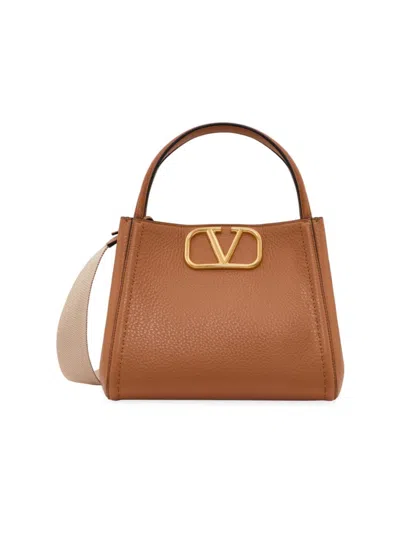 Valentino Garavani Medium Alltime Leather Tote Bag In Beige