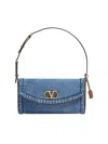 Valentino Garavani  Garavani Devain Small Denim Shoulder Bag Woman Denim Uni In Blue