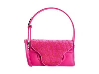 Pre-owned Valentino Garavani Women's Valentino Le Grand Deuxième Logo Plaque Shoulder Bag In Pink