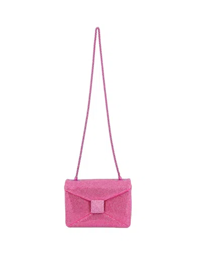 Pre-owned Valentino Garavani Women's Valentino One Stud Foldover Top Shoulder Bag In Fuchsia