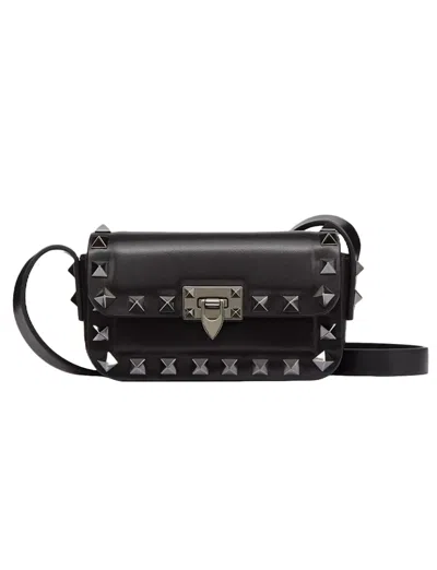 Pre-owned Valentino Garavani Women's Valentino Rockstud Mini Shoulder Shoulder Bag In Black