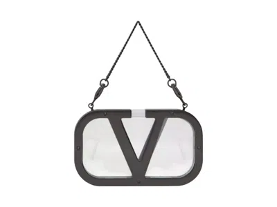 Pre-owned Valentino Garavani Women's Valentino V'logo Signature Minaudiere Clutch In Black