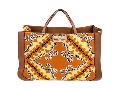 Pre-owned Valentino Garavani Women's Valentino V'logo Tote Bag In Brown
