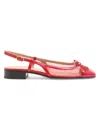 Valentino Garavani Valet Du Roi Slingback Ballerina In Mesh And Kidskin 25mm Woman Rouge Pur 41 In Red