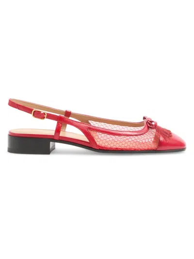 VALENTINO GARAVANI WOMEN'S VALET DU ROI 25MM SLINGBACK BALLERINA IN MESH AND KIDSKIN