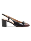 Valentino Leather Vlogo Signature Pumps With Block Heel In Brown