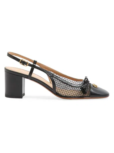 VALENTINO GARAVANI WOMEN'S VALET DU ROI 60MM SLINGBACK PUMP IN MESH AND KIDSKIN