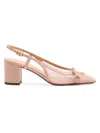 Valentino Garavani Valet Du Roi Slingback Pump In Mesh And Kidskin 60mm Woman Pink 42 In Pink