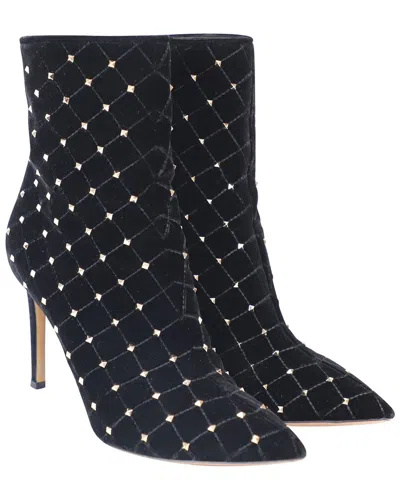 Pre-owned Valentino Garavani Valentino Women's Velvet Rockstud Quilted Ankle Boot (authentic Pre-loved)