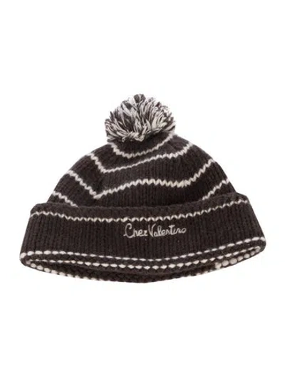Pre-owned Valentino Garavani Women's Virgin Wool Beanie In Brown