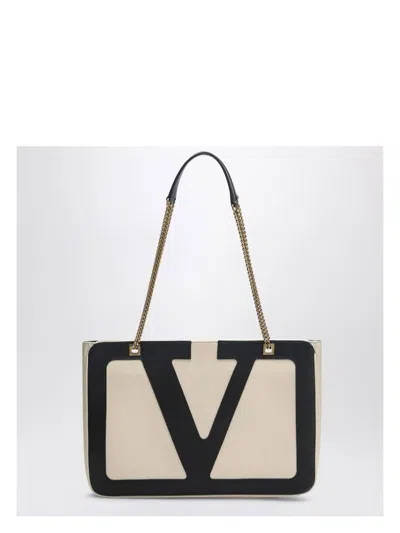 VALENTINO GARAVANI WOMEN'S VIVA SUPERSTAR BUTTER/BLACK MEDIUM BAG