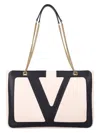 Valentino Garavani Garavani Viva Superstar Medium Nappa Leather Shopping Bag Woman Butter/black Uni In Butter White,nero