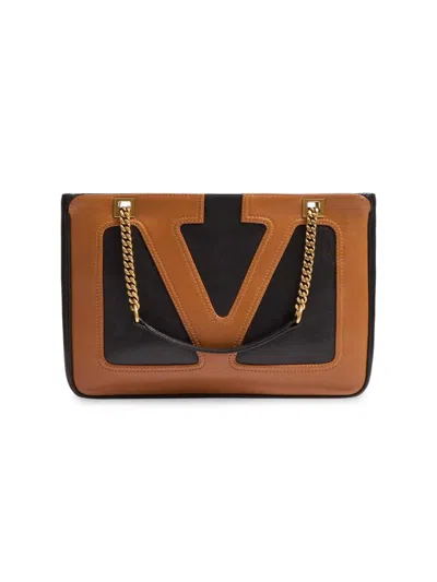 Valentino Garavani Black Nappa Leather Small Viva Superstar Shoulder Bag In Multi