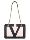 Valentino Garavani Garavani Viva Superstar Medium Nappa Leather Shopping Bag Woman Butter/black Uni In Butter White   Black