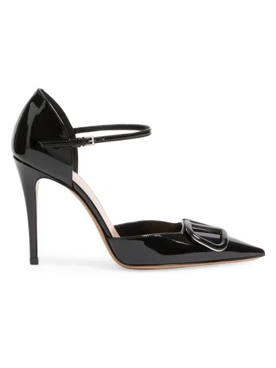 VALENTINO GARAVANI WOMEN'S VLOGO 100MM SIGNATURE D'ORSAY PATENT LEATHER PUMPS