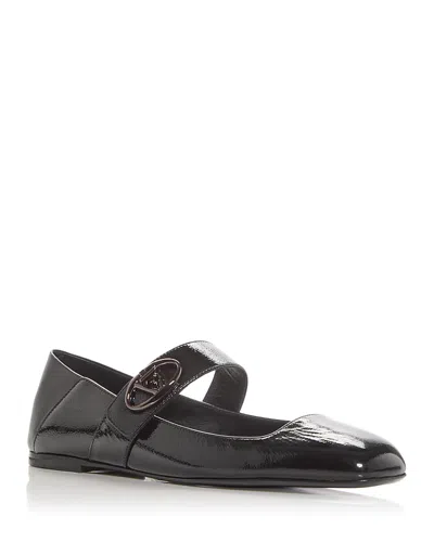 Valentino Garavani Vlogo Locker Patent Leather Mary Jane Flats In Black