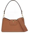 Valentino Vlogo Brown Shoulder Bag In Garnet Calfskin In Beige