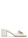 Valentino Garavani White Mules With Vlogo Cut-out On The Front In Leather Woman In Ivory