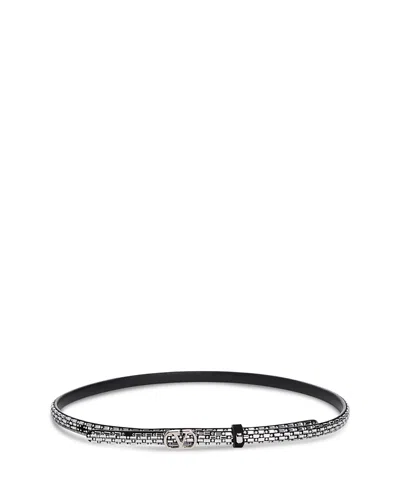 Valentino Garavani Women's Vlogo Embellished Leather Belt In Gray