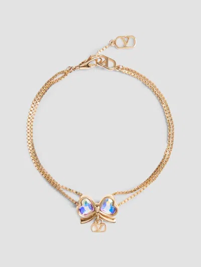 Valentino Garavani Women's Vlogo Floc Bracelet In Metal And Crystals In Gold Multicolor