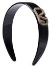 Valentino Vlogo Signature Swarovski Headband In Brown