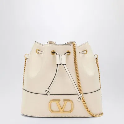 Valentino Garavani Mini Vlogo Signature Bucket Bag In White