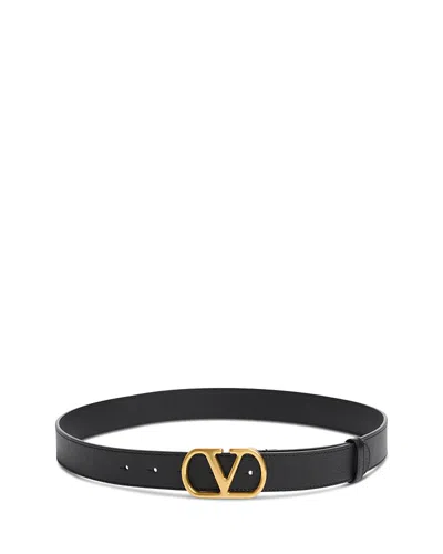 Valentino Garavani Women's Vlogo Leather Belt In Black