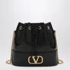 Valentino Black Leather Bucket Bag With Chain In Black