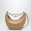 Valentino Vlogo Moon Cappuccino-coloured Small Hobo Bag In Beige
