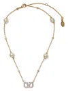 Valentino Garavani Women Vlogo Necklace With Pearls And Swarowski Crystals