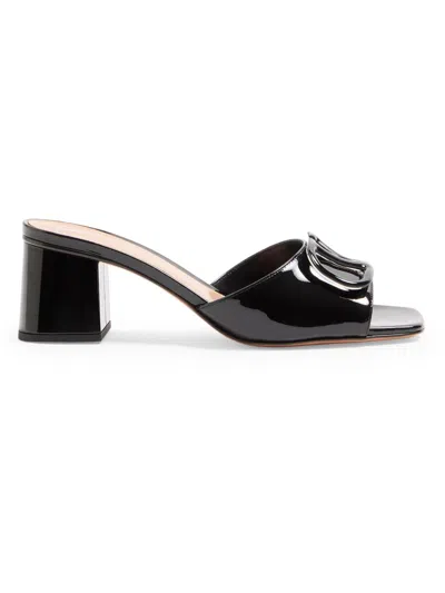 Valentino Garavani Vlogo Cut-out Slide Sandal In Calfskin 60mm Woman Black/antique Brass 42