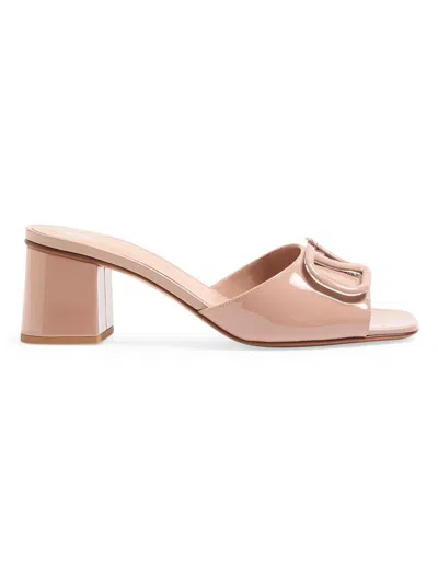 Valentino Garavani Women's Vlogo Signature 60mm Patent Leather Slide Sandals In Pink