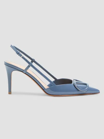 Valentino Garavani Women's Vlogo Signature 80mm Patent Leather Slingback Pumps In Blue
