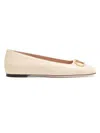 Valentino Garavani Vlogo White Lamb Leather Goat Leather Classic Ballet Flats In Yellow