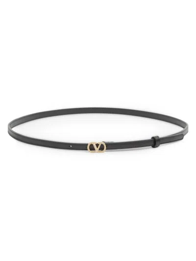 Valentino Garavani Women's Vlogo Signature Belt In Shiny Calfskin With Crystals, 10mm In Orange