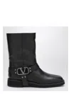 Valentino Garavani Women Biker Leather Boots With Iconic Studs